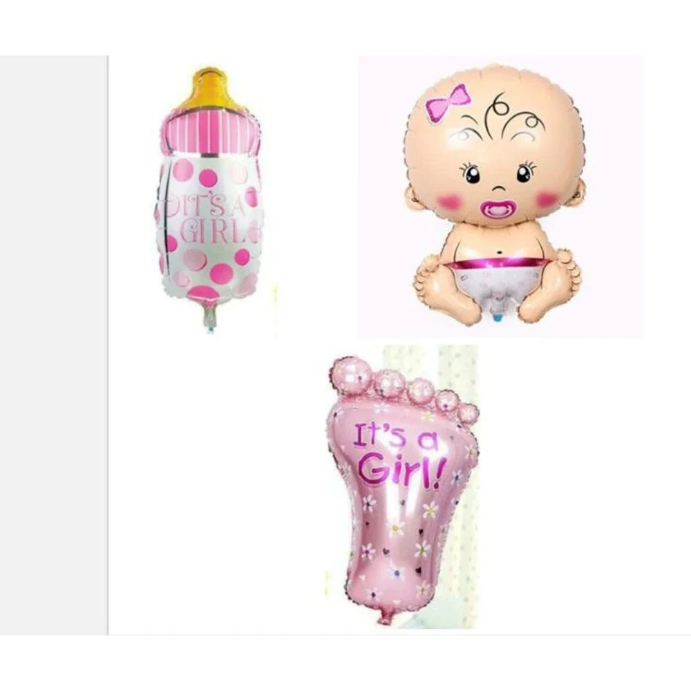 Baby Shower Girl Balloon Lot of 25 Baby Bottle Foot It's A Girl Pink 21